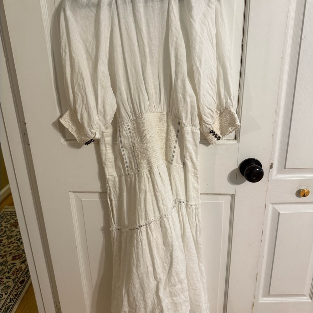 By Anthropologie Chic White Button-Down Midi Dress Size LP - Picture 5 of 14